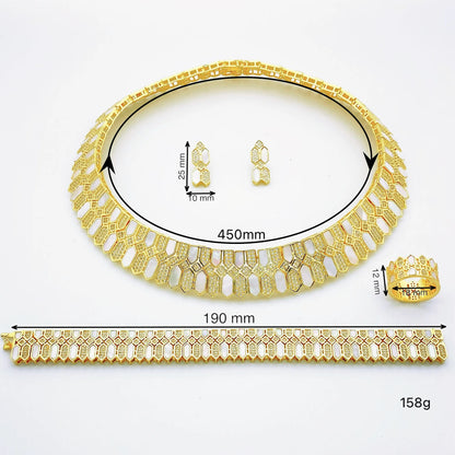 HOT  Jewelry Sets For Woman Wedding Parties Jewellery Necklace Earrings Rings Bracelets For Gift Plating18k With CZ White shell