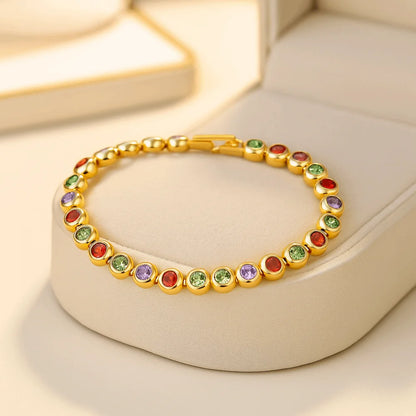 Jewelry Shiny Zirconia Bracelet Handmade Ornaments Luxury Gold Color Bangle Unique High-end Round Shape Cuff Bracelet