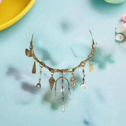 Glamorous Choker with Vintage Appeal; Red Crystal Moon Geometric Pendant Design; Women's Daily, Prom, Date Night Jewellery.