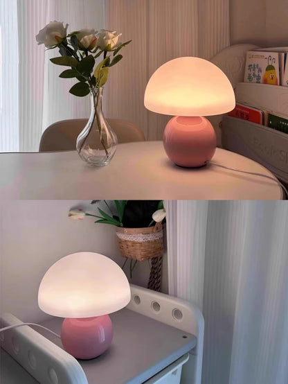 A pink/orange/red/white/beige USB socket decorative table lamp for room light decorative lamp, night light, desk light.