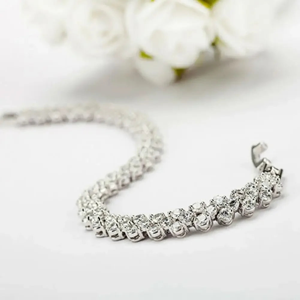 Elegant Bracelets for Women Chain Cubic Zircon Rhinestone Shiny Inlaid Bangle Bracelet Gifts Acier Inoxydable браслеты наруку