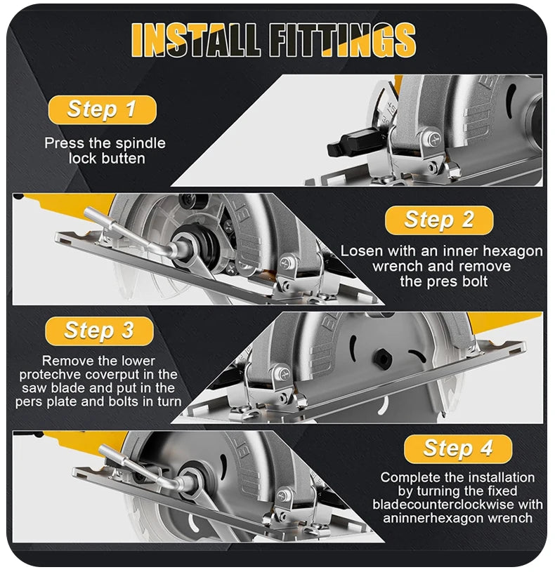 Electric Goddess 5in Brushless Electric Circular Saw ﻿For Dewalt 20V Battery ﻿Cordless 1000W Handheld Woodwork Saw Power Tool ﻿