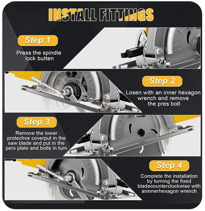 Electric Goddess 5in Brushless Electric Circular Saw ﻿For Dewalt 20V Battery ﻿Cordless 1000W Handheld Woodwork Saw Power Tool ﻿