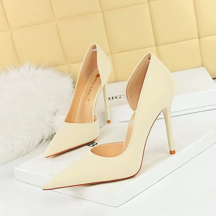 626-1 Fashionable Simple Slim Fit Ultra High Heel Shallow Pocket Single Shoe Women High Heel Korean Style