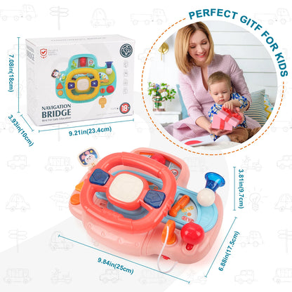 Baby Simulation Driving Car Cartoon Electric Steering Wheel with Music and Lighting Toys Early Educational Toys for Kids Gifts