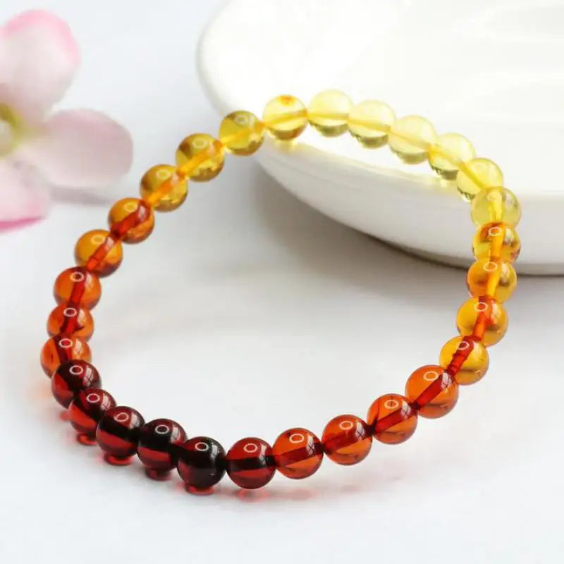 Natural Red Amber Bracelet Men Women Healing Gemstone Fine Jewelry Genuine Baltic Blood Amber Bracelets Barrel Beads Bangles