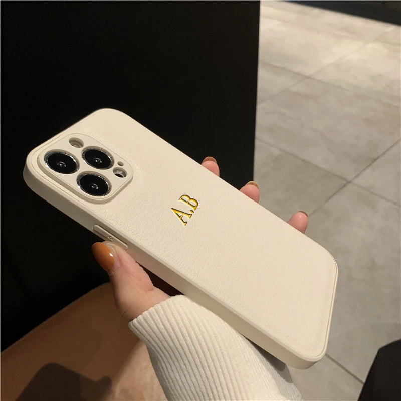 Personalized Phone Case For iPhone 17 16 15 14 13 12 11 Pro Max Plus 17Air Luxury PU Leather Customized Initials Name Gift Cover
