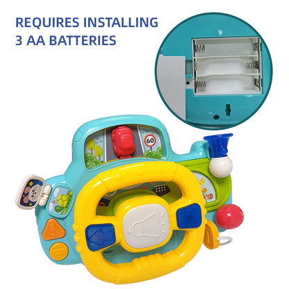 Baby Electric Steering Wheel for Car Seats and Stroller Simulate Driving Vocal Toys Educational Toys for 18M+ Toddlers Gifts