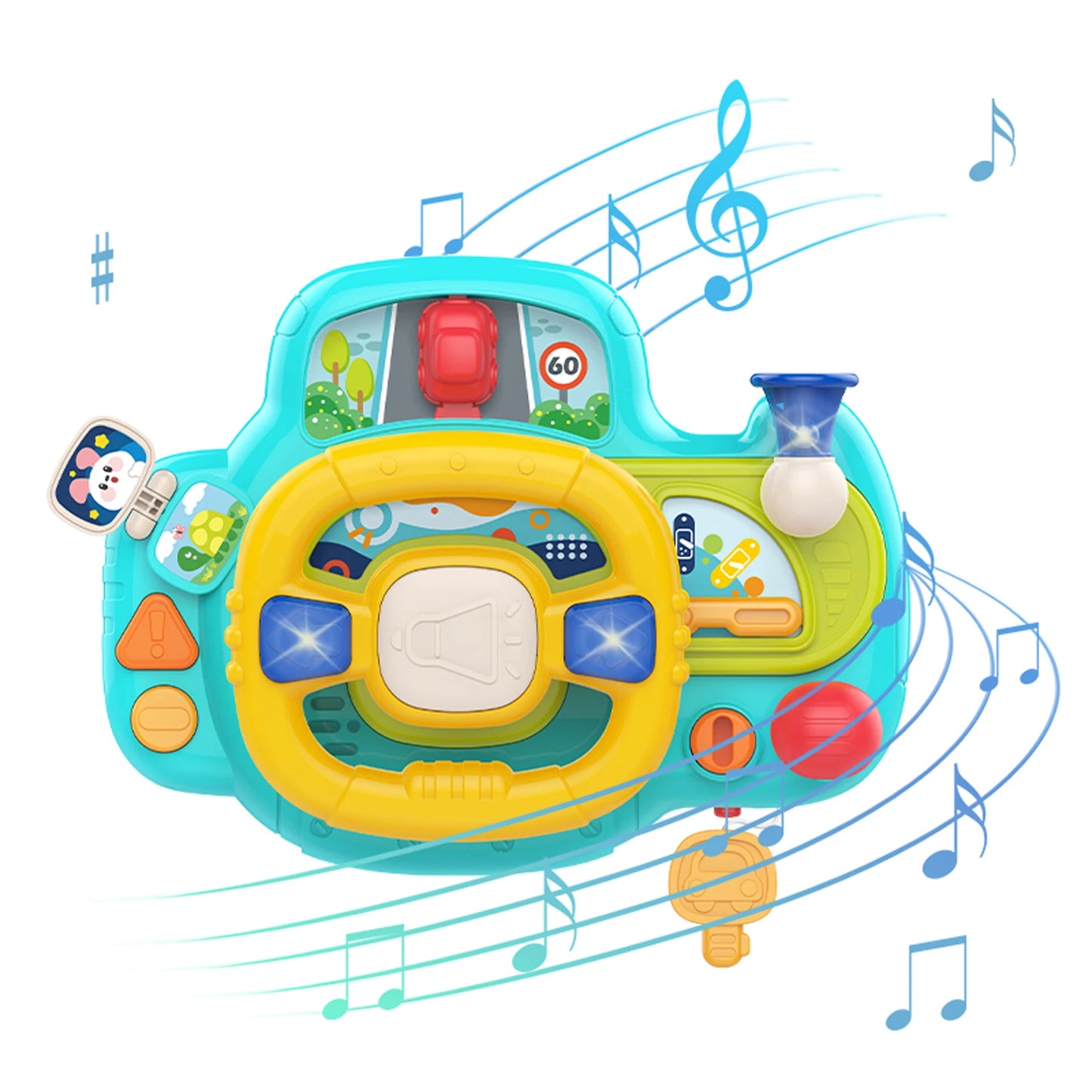 Baby Electric Steering Wheel for Car Seats and Stroller Simulate Driving Vocal Toys Educational Toys for 18M+ Toddlers Gifts