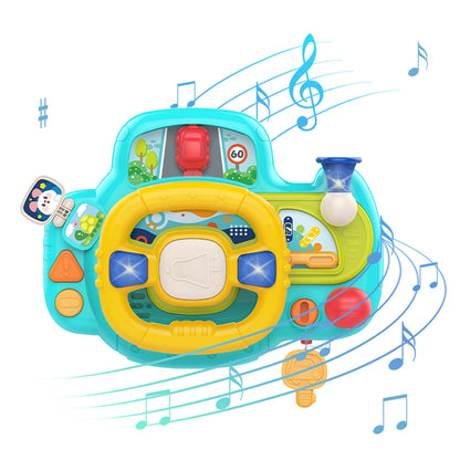 Baby Electric Steering Wheel for Car Seats and Stroller Simulate Driving Vocal Toys Educational Toys for 18M+ Toddlers Gifts