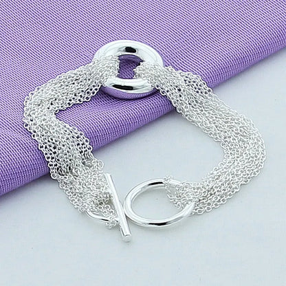 925 Sterling Silver Bracelet Tassel O Bracelet Women Simple Fashion Bracelet Birthday Wedding Anniversary Jewelry Gift