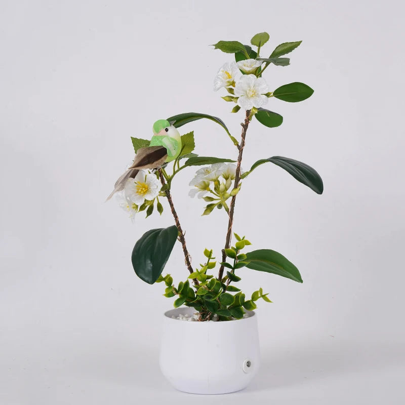 LED Flower and Bird Potted Lamp, Artificial Flower Table Lights, for Camping Gift Living Room Bedroom Mother Home Decor Lamp