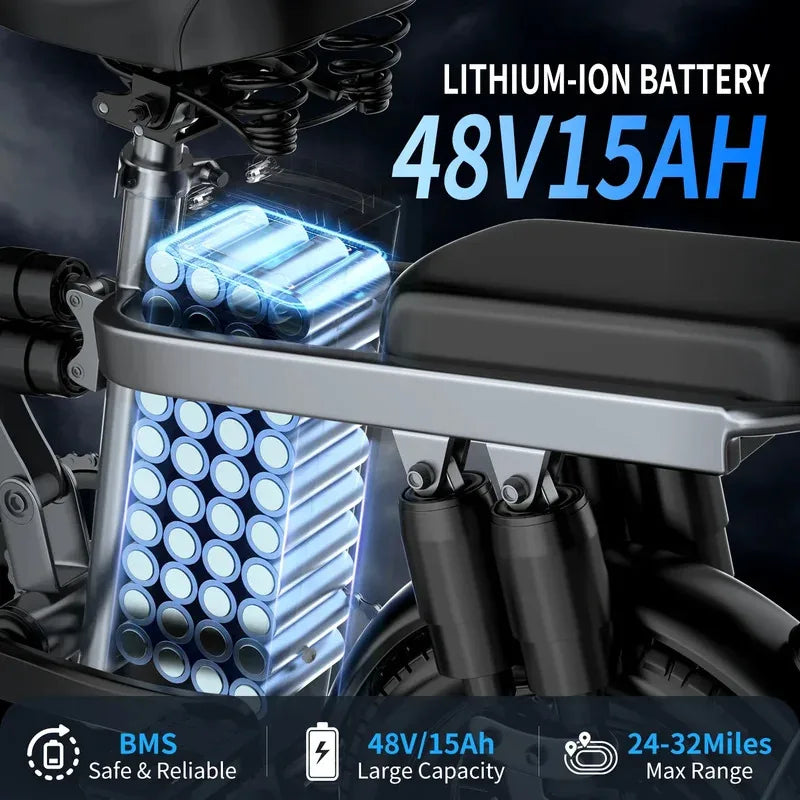 E-bike, multiple configuration options 400W motor 48V 30AH capacity, worry-free, safe and comfortable electric bicycle