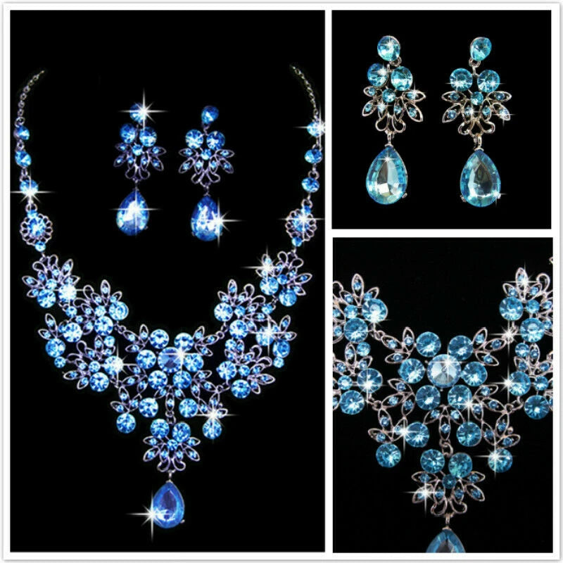 Women Wedding Jewelry Set Gold Color Zirconia Bridal Necklace Earring Pendant Set For Bride Bridesmaid Gift Wedding Accessories