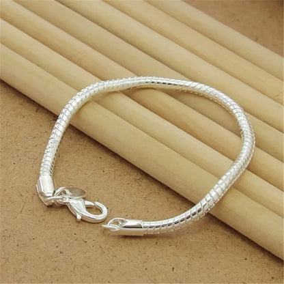 Fine Noble 925 Sterling Silver Solid Chain Bracelet For Women Men Charm Party Gift Wedding party Fashion Jewelry