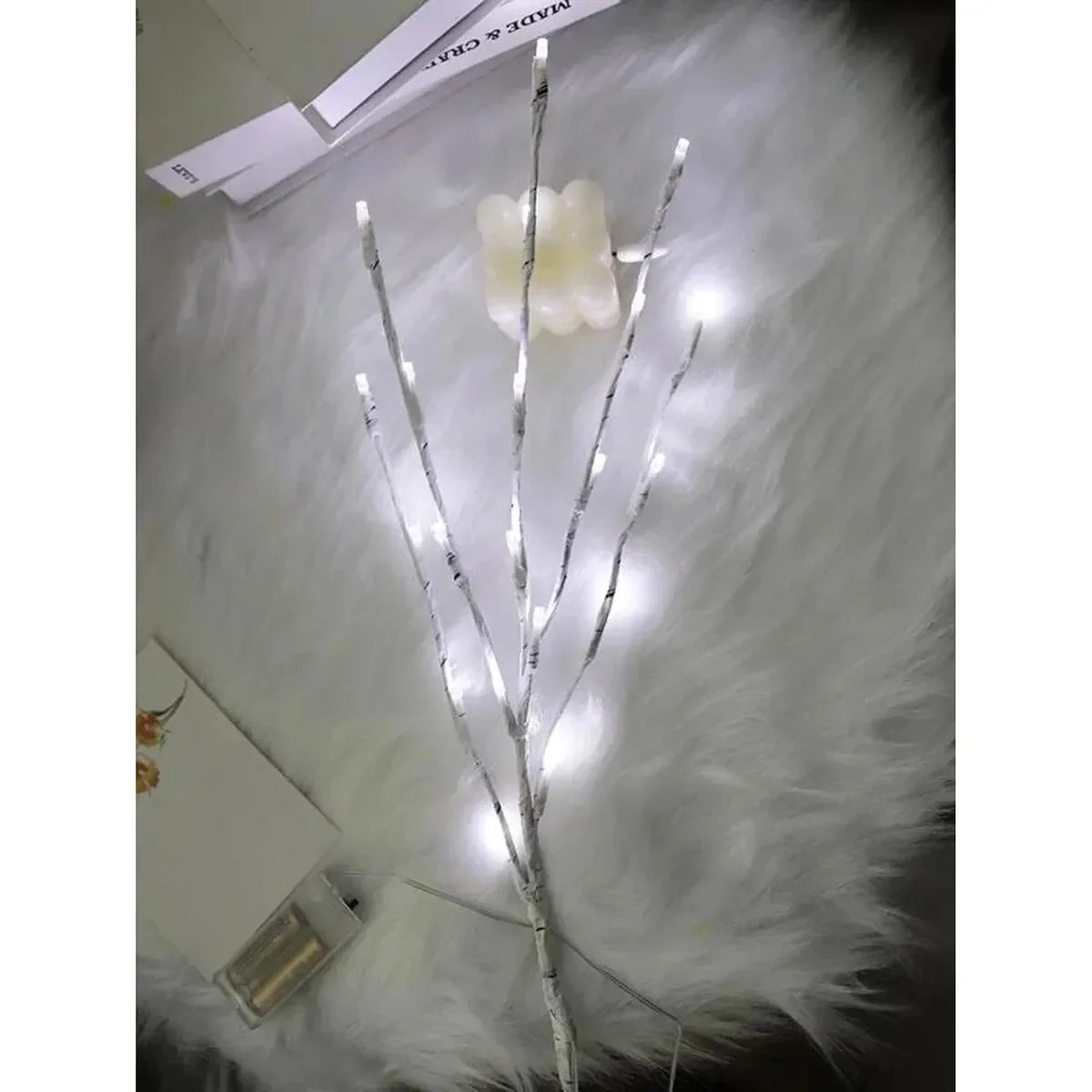 HOMEFISH 1 PC White Birch Branch LED Festive Lights Battery Operated for Christmas Party Wedding Outdoor Decoration Twig Lights