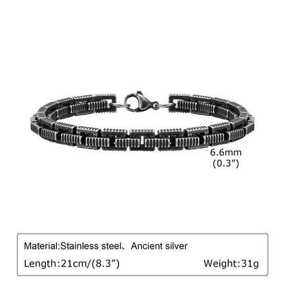 Vintage Chain Bracelets for Men Boys,Byzantine Stainless Steel Braided Link Wristband,Retro Jewelry Birthday Father Gifts