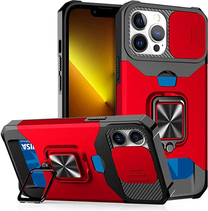 Case For iPhone 17 16 15 14 13 12 Pro Max Plus 8 7 Plus Mini Heavy Duty Protection With Sliding Camera Cover And Card Clip Cover