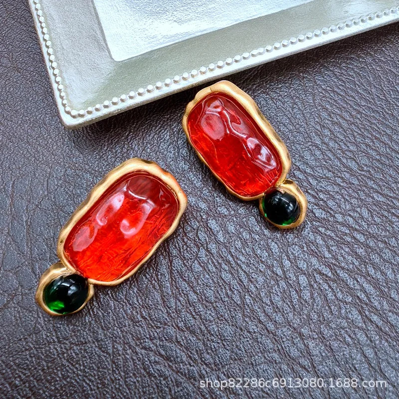 Jelly translucent gemstone earrings fashion luxury high sense 9 earrings female