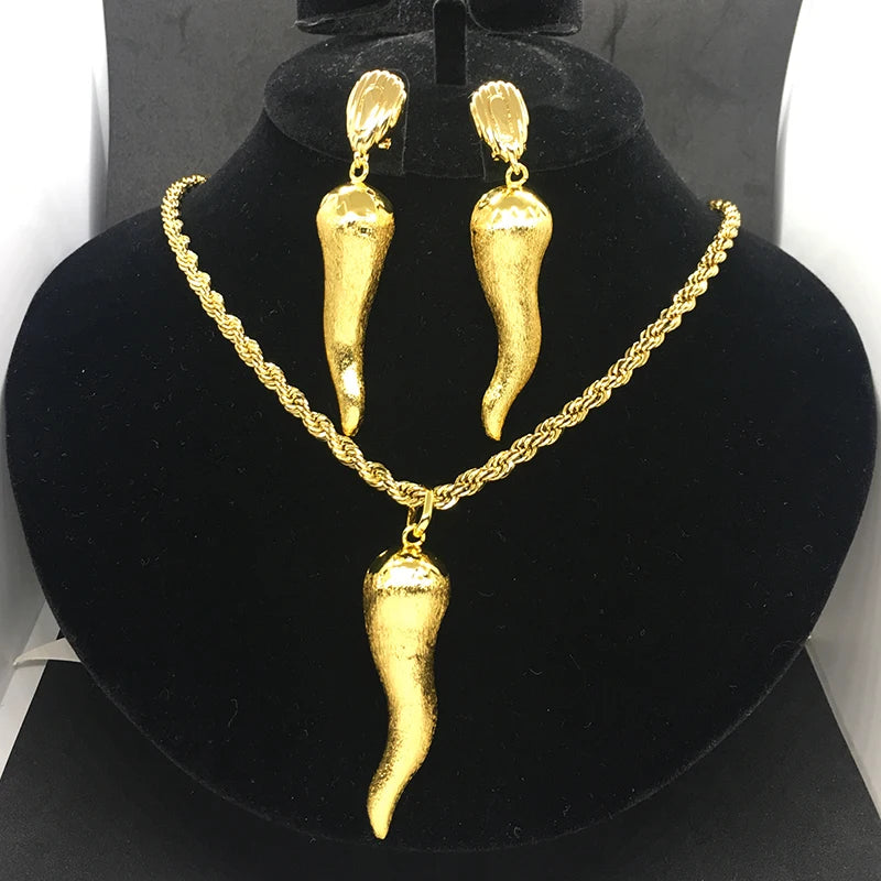 Brazilian Jewelry Set For Women Chili Earrings Pendant Dubai Nigerian African 24k Gold Plated Wedding Jewellery Bridal Sets