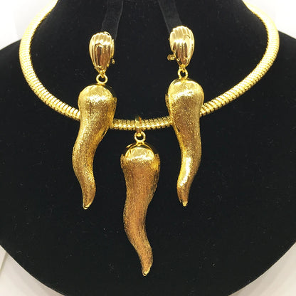 Brazilian Jewelry Set For Women Chili Earrings Pendant Dubai Nigerian African 24k Gold Plated Wedding Jewellery Bridal Sets