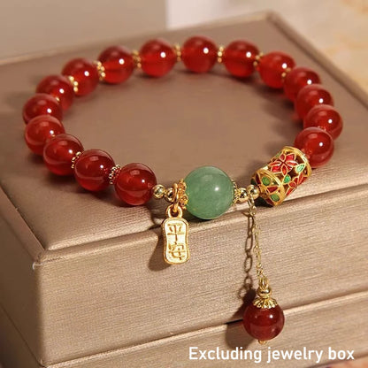 Red Agate Bracelet Women's Elegant Adjustable Beaded Bracelet Exquisite Strawberry Lucky Bead Crystal Bracelet Unisex Браслет