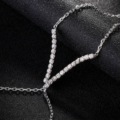 Luxury V-Shaped Bracelet Women Charms Ring Crystal Simple Fashion Sparkly Hand Accessories New Bridal Weeding Banfle Luxury