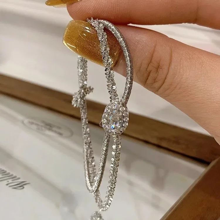 Classic matte shiny wire winding bracelet for women Light luxury and fashion silver 925 double-layer soft bangles fine jewelry