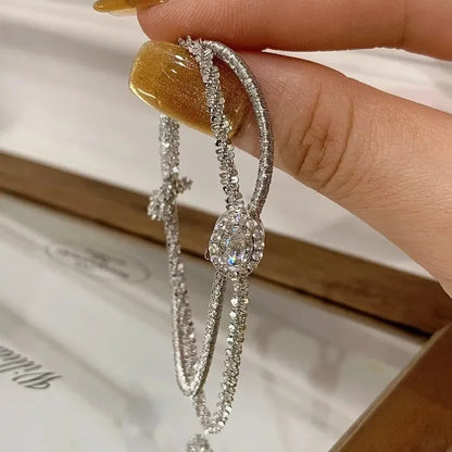 Classic matte shiny wire winding bracelet for women Light luxury and fashion silver 925 double-layer soft bangles fine jewelry