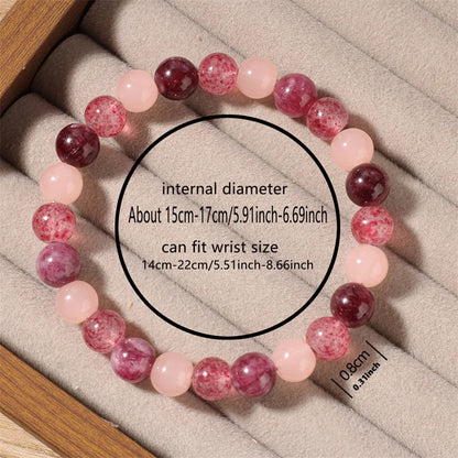 Cute autumn and winter jewellery pink garnet pink quartz strawberry quartz braclet for girlfriend gifts natural stone bracelets