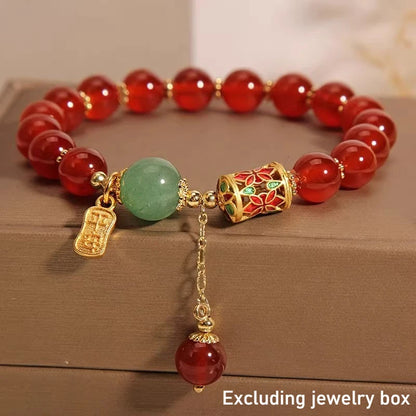 Red Agate Bracelet Women's Elegant Adjustable Beaded Bracelet Exquisite Strawberry Lucky Bead Crystal Bracelet Unisex Браслет