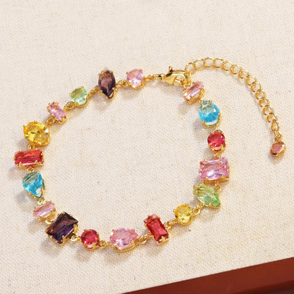 18K Golden Plated New Luxury Colourful Crystal Zircon Necklace For Women Fashion Party Jewelry Accessories Ladies Jewellery