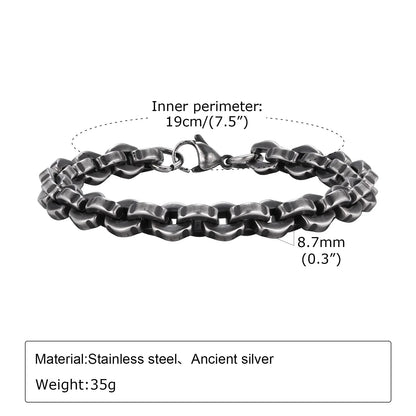 Vintage Chain Bracelets for Men Boys,Byzantine Stainless Steel Braided Link Wristband,Retro Jewelry Birthday Father Gifts