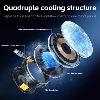 3-in-1 Wireless Charger Zinc Alloy Portable Wireless Charger Retractable Cable Magnetic Wireless Charger Wireless Charger Stand