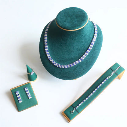 European Bridal Wedding Jewelry High Quality Earrings, Necklace, Bracelet Set, Evening Dress, Hundred Matching Accessories