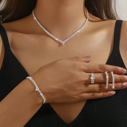 Fashion Jewelry Earrings Necklace Set Combination Fashion Diamond Zircon Shining Bridal Jewelry Set Wedding Accessories