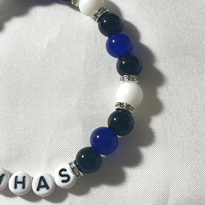 Handmade Blue and Black Beaded Bracelet | Y2K Celebrity Charm Jewelry | Alphabet Personalized Bracelet