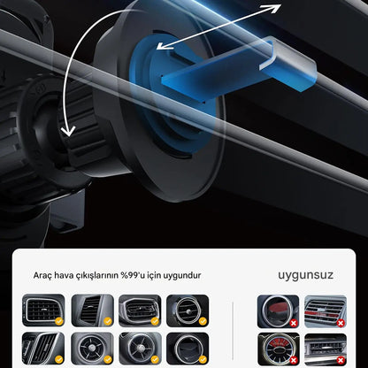 Car Air Vent Electric Rotating Opening Closing Phone Holder Fast Charging 15W Wireless Charger Dua l Coil RGB Light Smart Phones