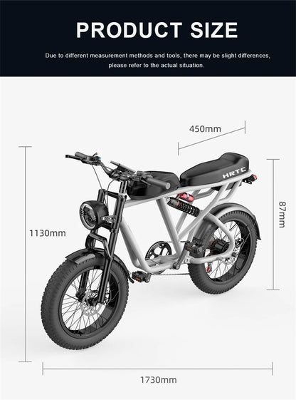 Electric Retro Motorcycle with Soft Tail, High Power Motor, Off-Road Motorbike, Off-road Bicycle, 20 Super Ebike, 48V, 1500W