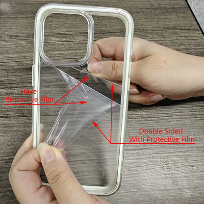 Luxury Candy Color Frame Clear Back Phone Case For iPhone 17 16 15 14 13 12 Pro Max 11 16PLUS 17 Acrylic Shockproof Bumper Cover