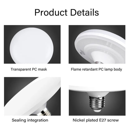 1PC 220V LED Bulb E27 Base Household Energy Saving Lamp 20W 30W 40W 60W 100W Indoor Lighting Flying Saucer Light Ampoule E27
