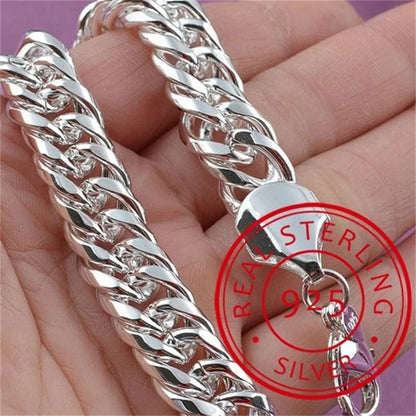 Fine Noble 925 Sterling Silver Solid Chain Bracelet For Women Men Charm Party Gift Wedding party Fashion Jewelry