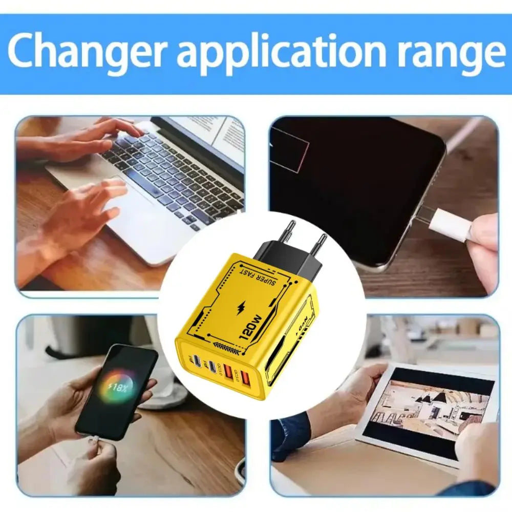 Hot 120W GaN Charger Type-C QC 3.0 Phone Charger Ultra Fast Charging USB-C Laptops Charger Mobile Device Accessories