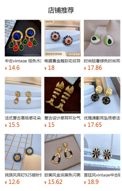 Jelly translucent gemstone earrings fashion luxury high sense 9 earrings female