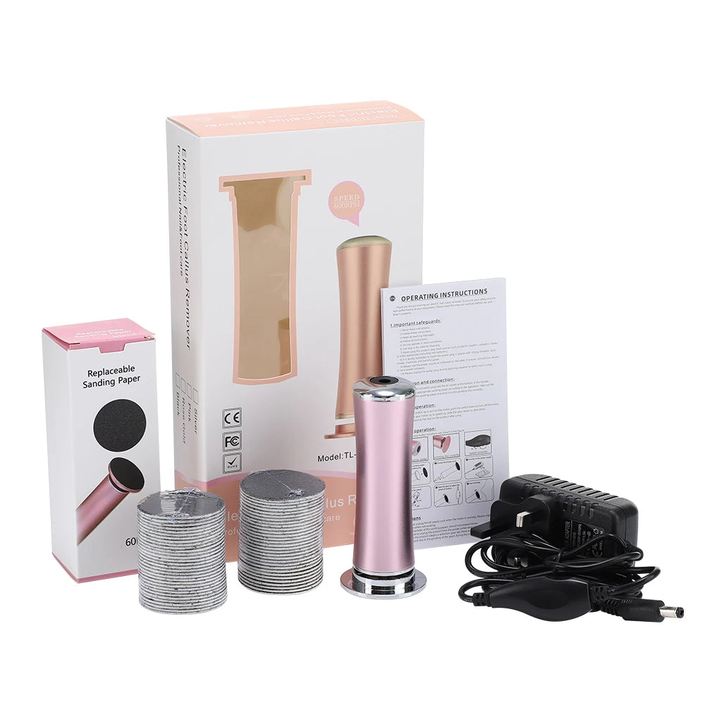 Electric Foot Callus Remover Foot Care File Heels Dead Skin Pedicure Tool Electronic Foot Grinder and Replacement Sandpaper