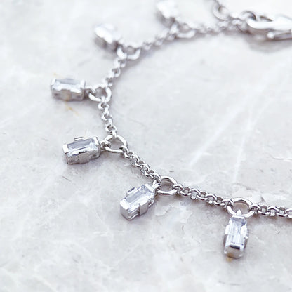 Bracelet Angular Stones With Baguette Cut 925 Sterling Silver Elegant Fine Jewelry Europe Women Trendy Gift