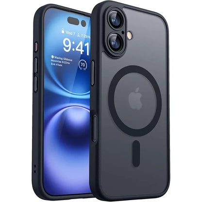 Magsafe Magnetic Luxury Armor Shockproof Case For iPhone 17 Air 16 15 14 13 Pro Max For Wireless Charge Matte Translucent Cover