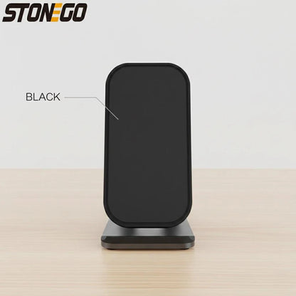 10W Qi Fast Wireless Charger Mount 2 Coils Anti-Slip Rubber Case Friendly Type-C Input Pad