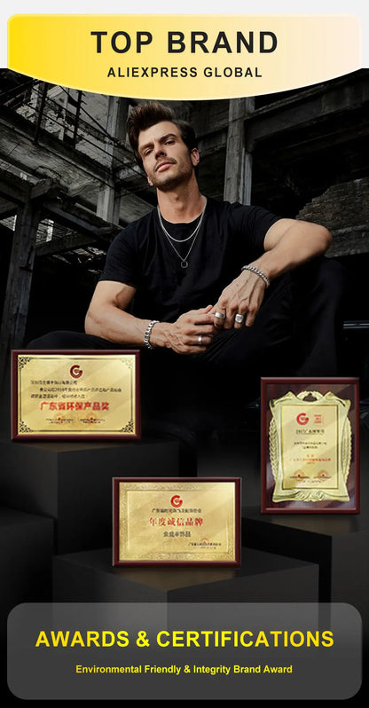 Vnox Men Vintage Oxidized Stainless Steel Rings, Links Shaped Finger Band, Punk Rock Male Alliance