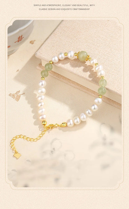 Jades Jewelry For Wedding Women Girlfriend Christmas Gifts Agates Elastic Bangle Bracelets Green Stone Beads Bracelet Crystal
